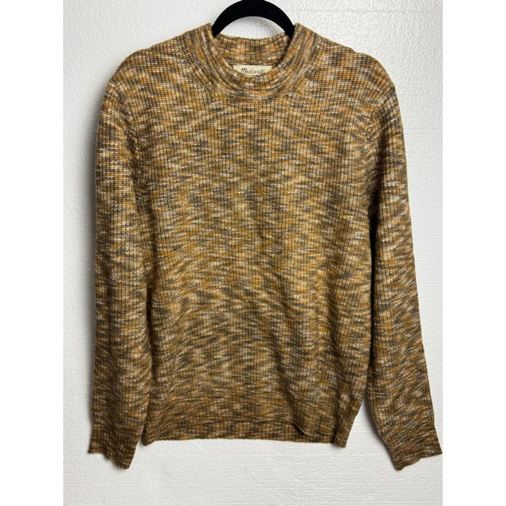 Men’s Madewell Oversized Space-Dyed Crew Neck Sweater M Brown Yellow Marled Knit